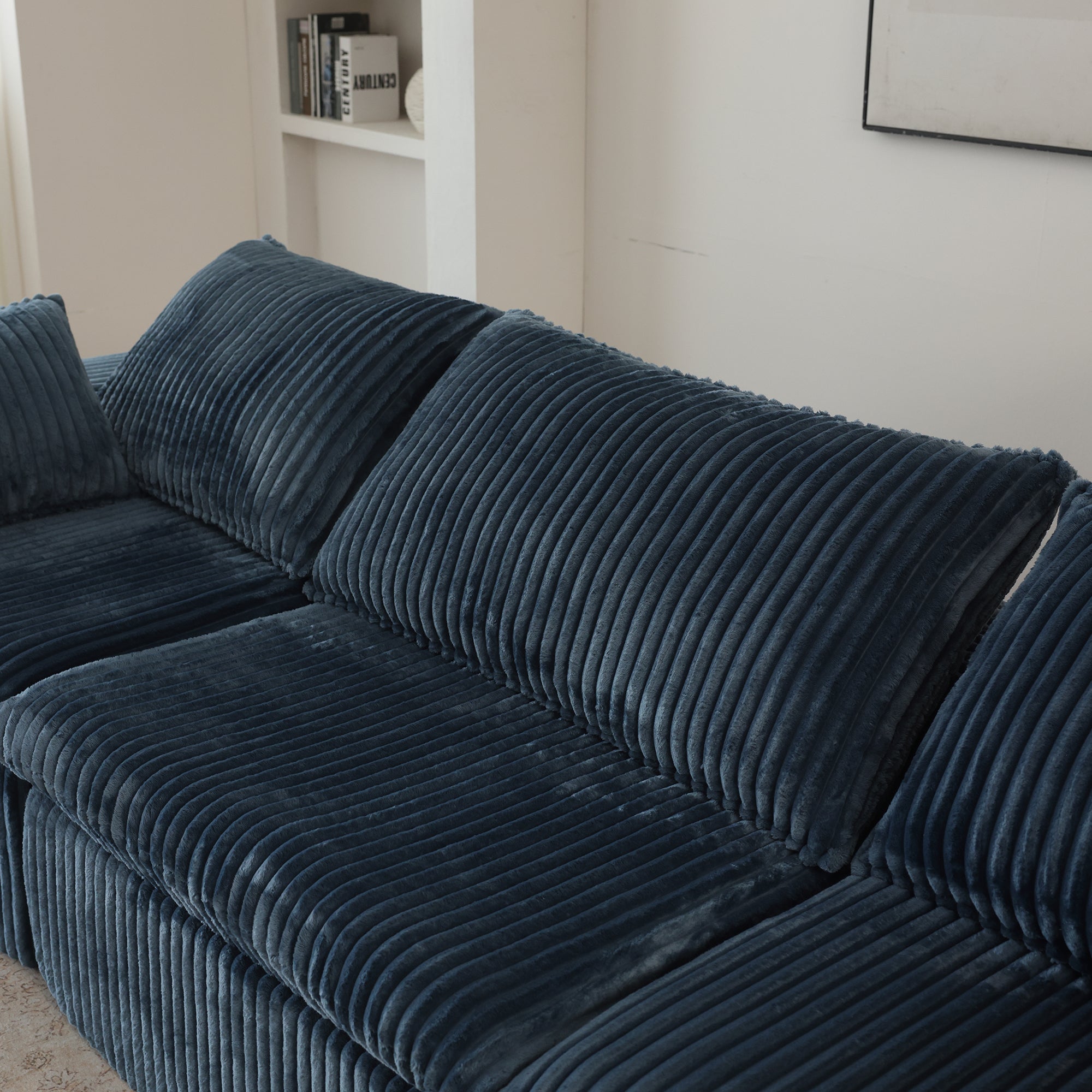 Cloud Sofa U Shaped in Corduroy Fabric - Blue