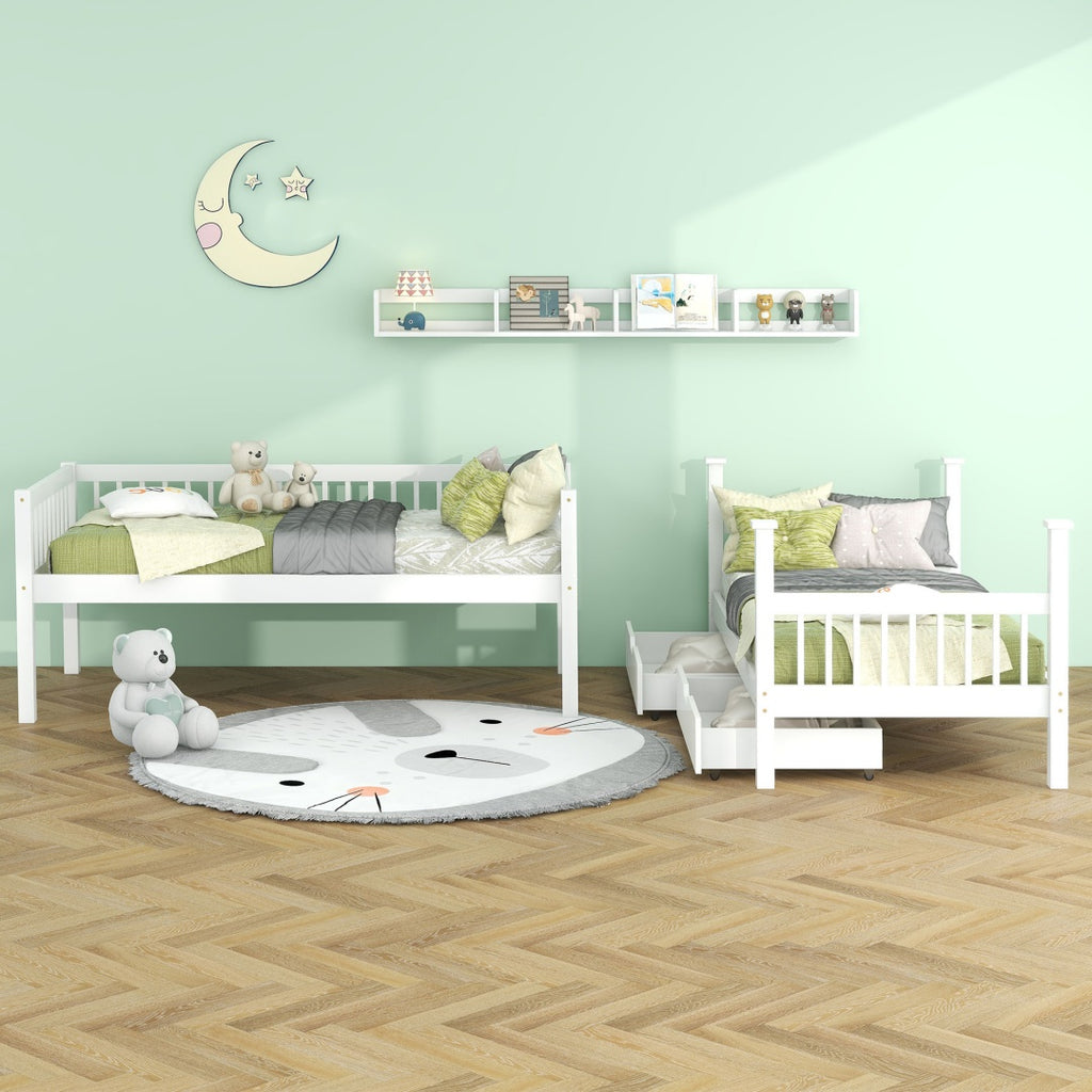 Double Decker Bunk Bed - White