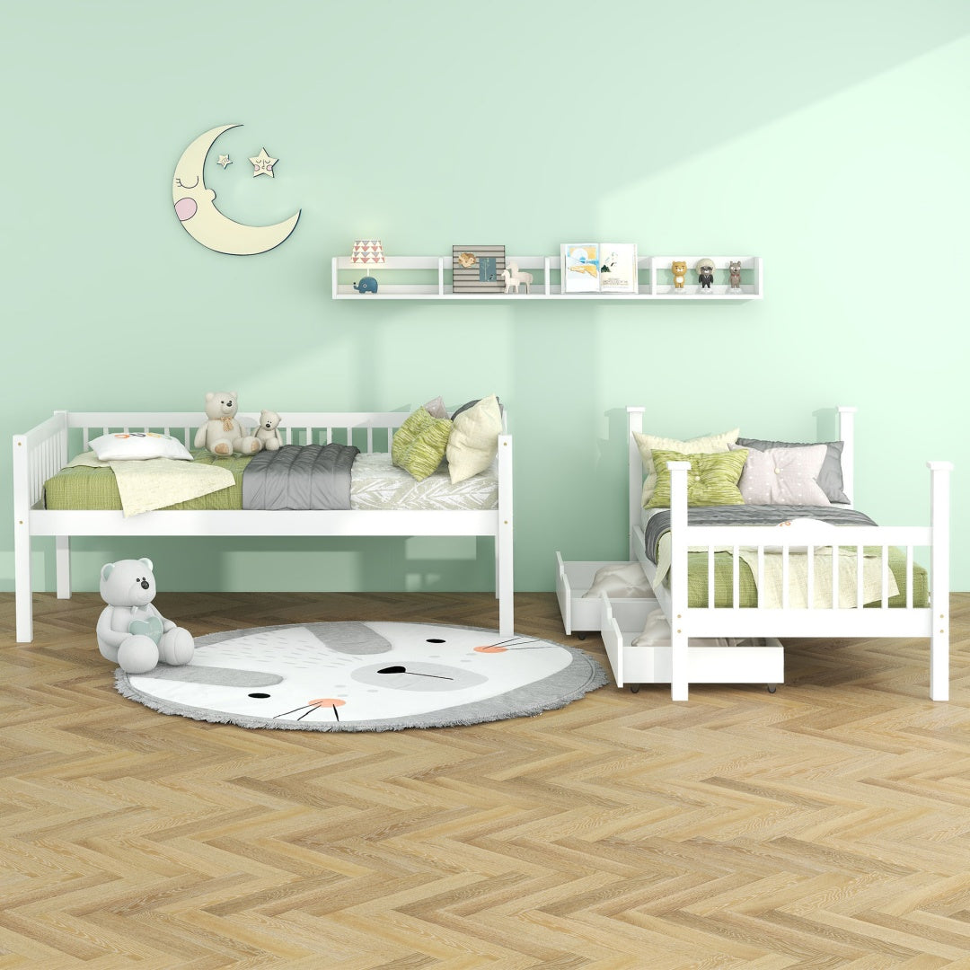 Double Decker Bunk Bed - White