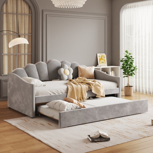 Upholstered Single Sofa Bed - Velvet Gray