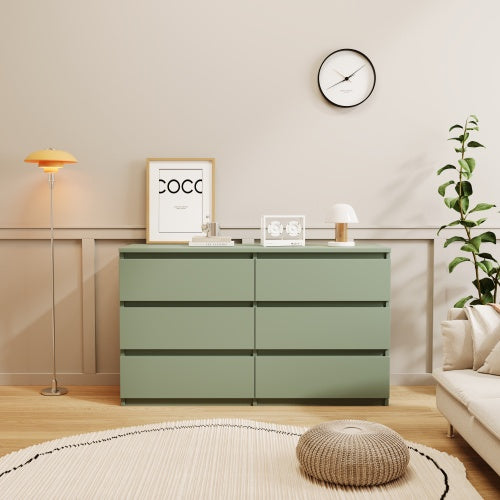 Large 6-Drawer Cabinet Dressing Table - Green