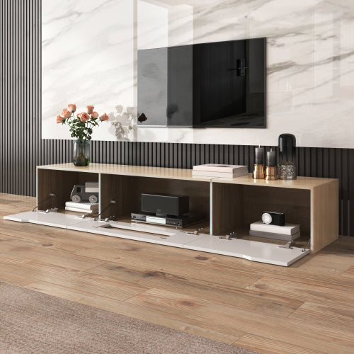 Wall Mounted TV Cabinet - White Wood