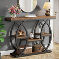 Console Table With Storage - Black Wood