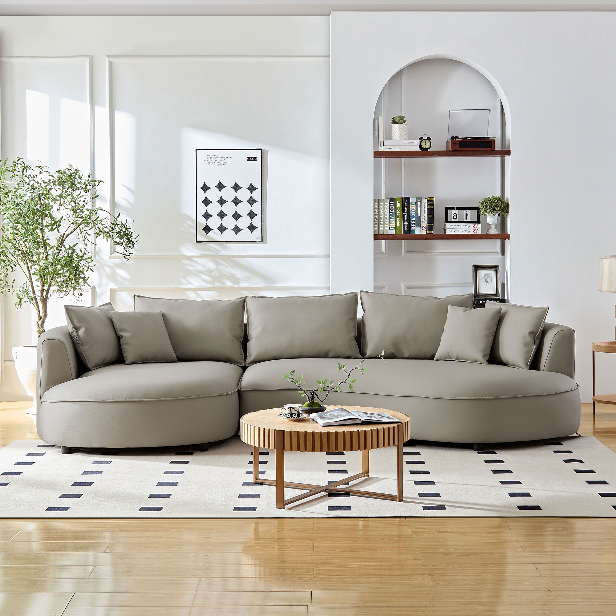 Modern Sectional Curved Sofa - Light Grey