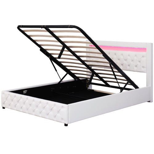 Multi-Functional Queen Sized Bed With Slatted Frame And Storage Space
