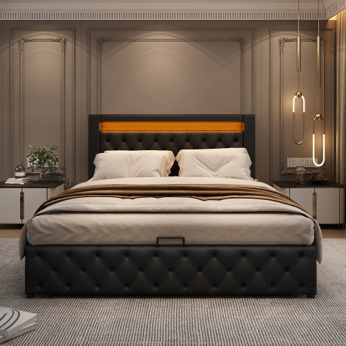 Multi-Functional Double Sized Bed With Slatted Frame And Storage Space