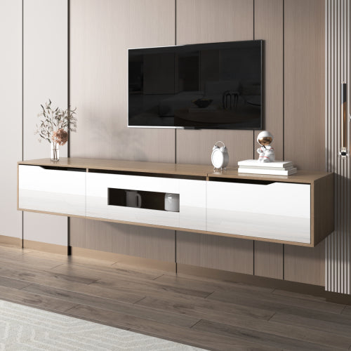 Wall Mounted TV Cabinet - White Wood