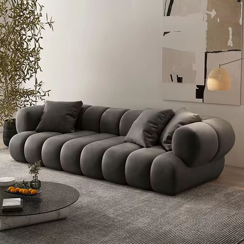 Large Velvet Home Sofa - Dark Gray