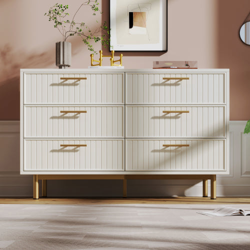 Sideboard Cabinet And Storage With 6 Drawers - White