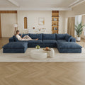 Cloud Sofa U Shaped in Corduroy Fabric - Blue