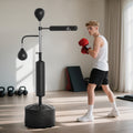 4-in-1 Boxing Punching Bag Stand with 2 Speedballs, 360° Relax Bar, & PU-Wrapped Bag & Adjustable Height, Black