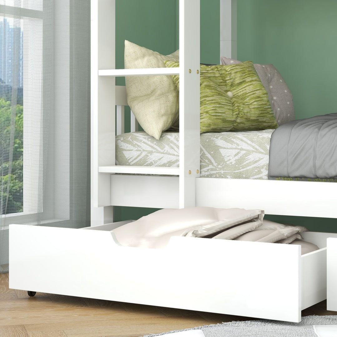 Double Decker Bunk Bed - White