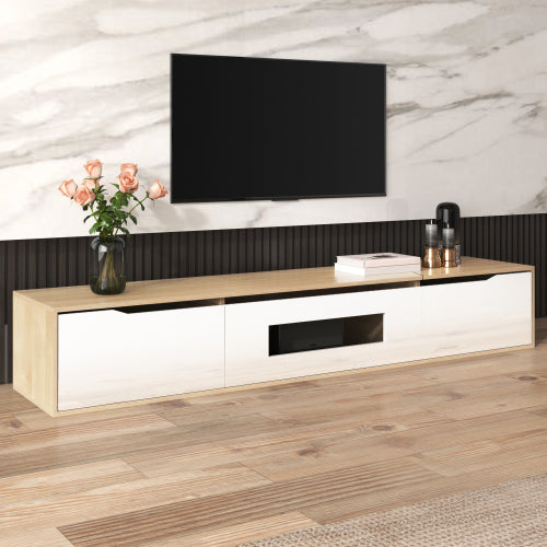 Wall Mounted TV Cabinet - White Wood