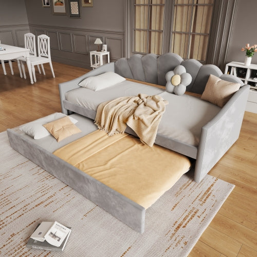 Upholstered Single Sofa Bed - Velvet Gray
