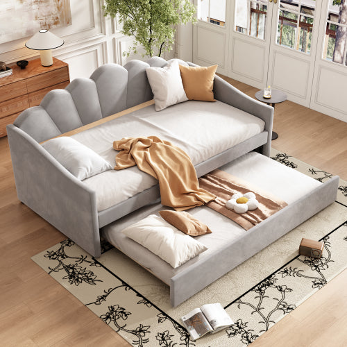 Upholstered Single Sofa Bed - Velvet Gray