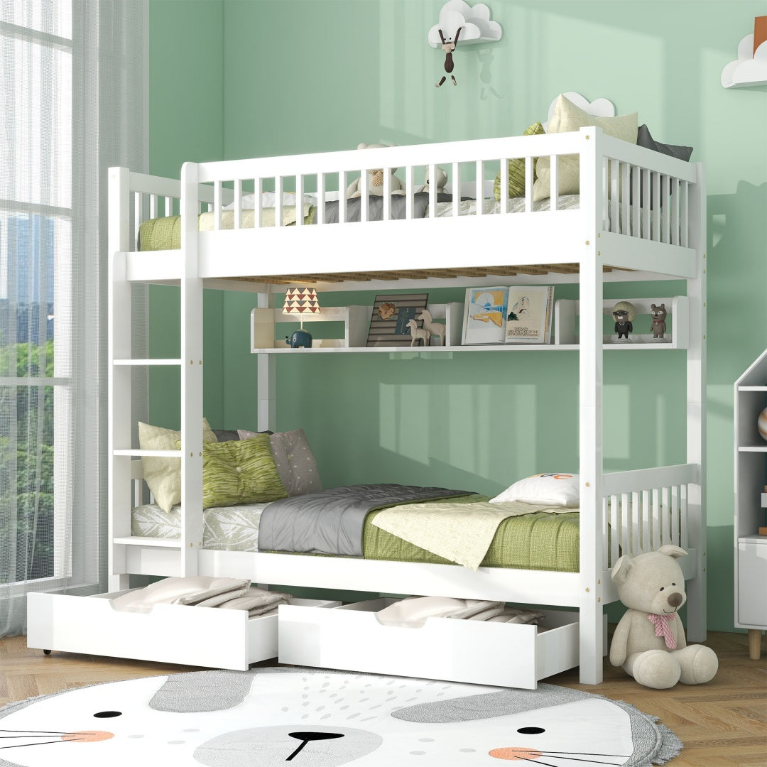 Double Decker Bunk Bed - White