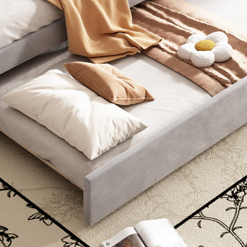 Upholstered Single Sofa Bed - Velvet Gray