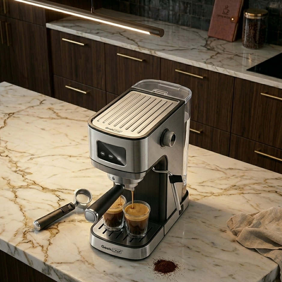 Geek Chef Espresso Machine, Cappuccino & Latte Machine - Stainless Steel