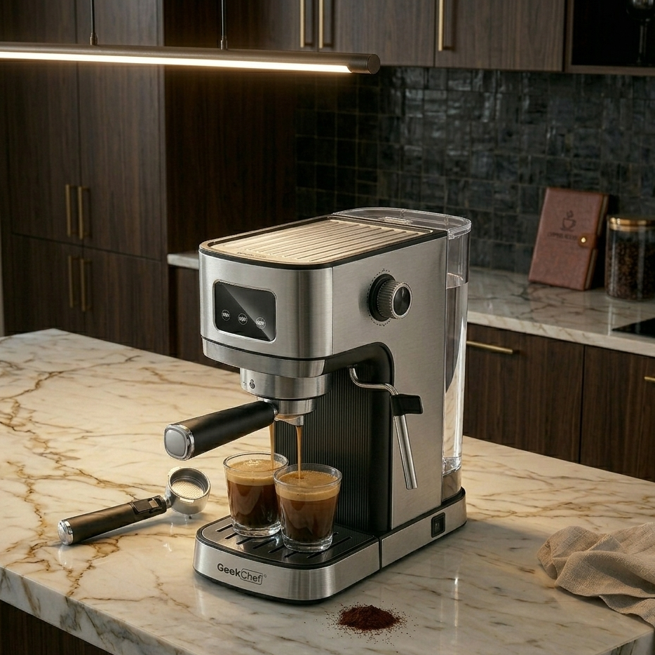 Geek Chef Espresso Machine, Cappuccino & Latte Machine - Stainless Steel