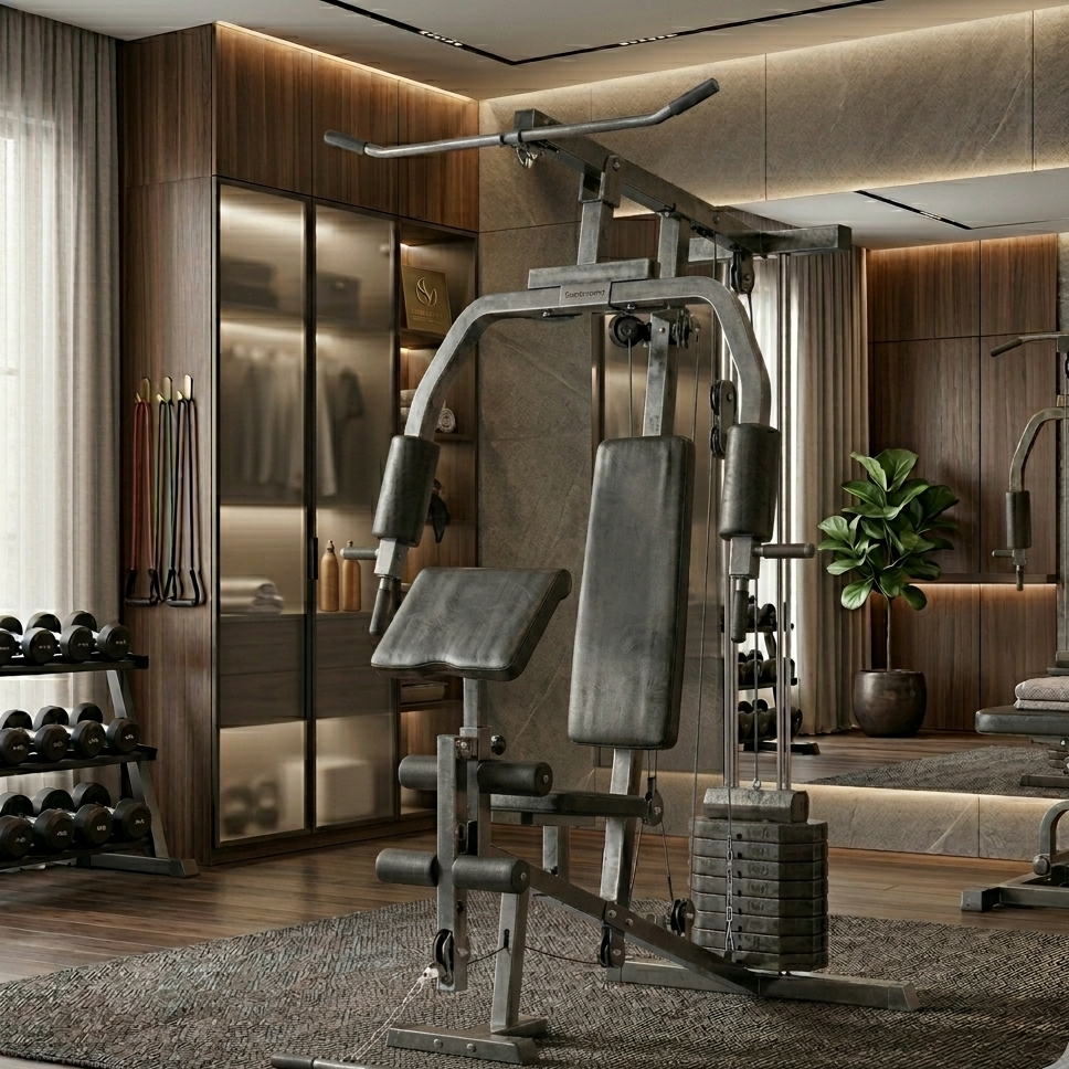 Multifunction Home Gym System, Workout Station with 99Lbs Weight Stack, For Full Body Exercise
