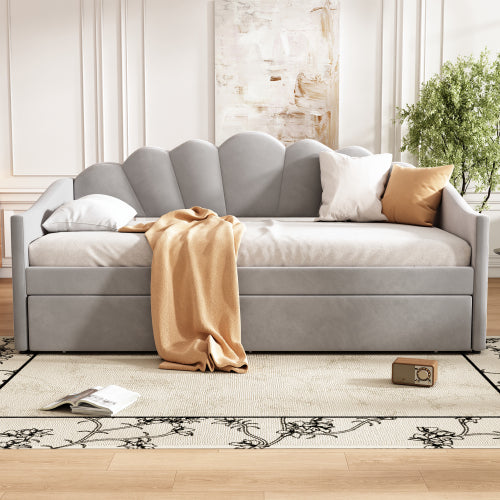 Upholstered Single Sofa Bed - Velvet Gray