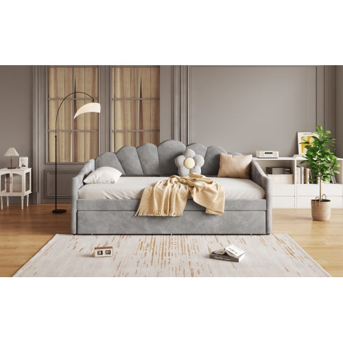 Upholstered Single Sofa Bed - Velvet Gray