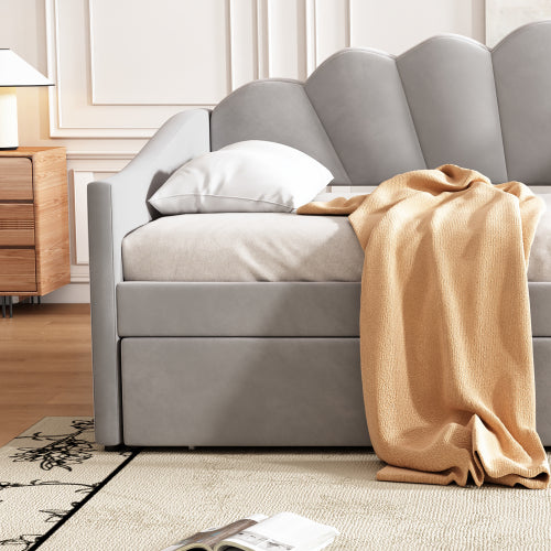 Upholstered Single Sofa Bed - Velvet Gray