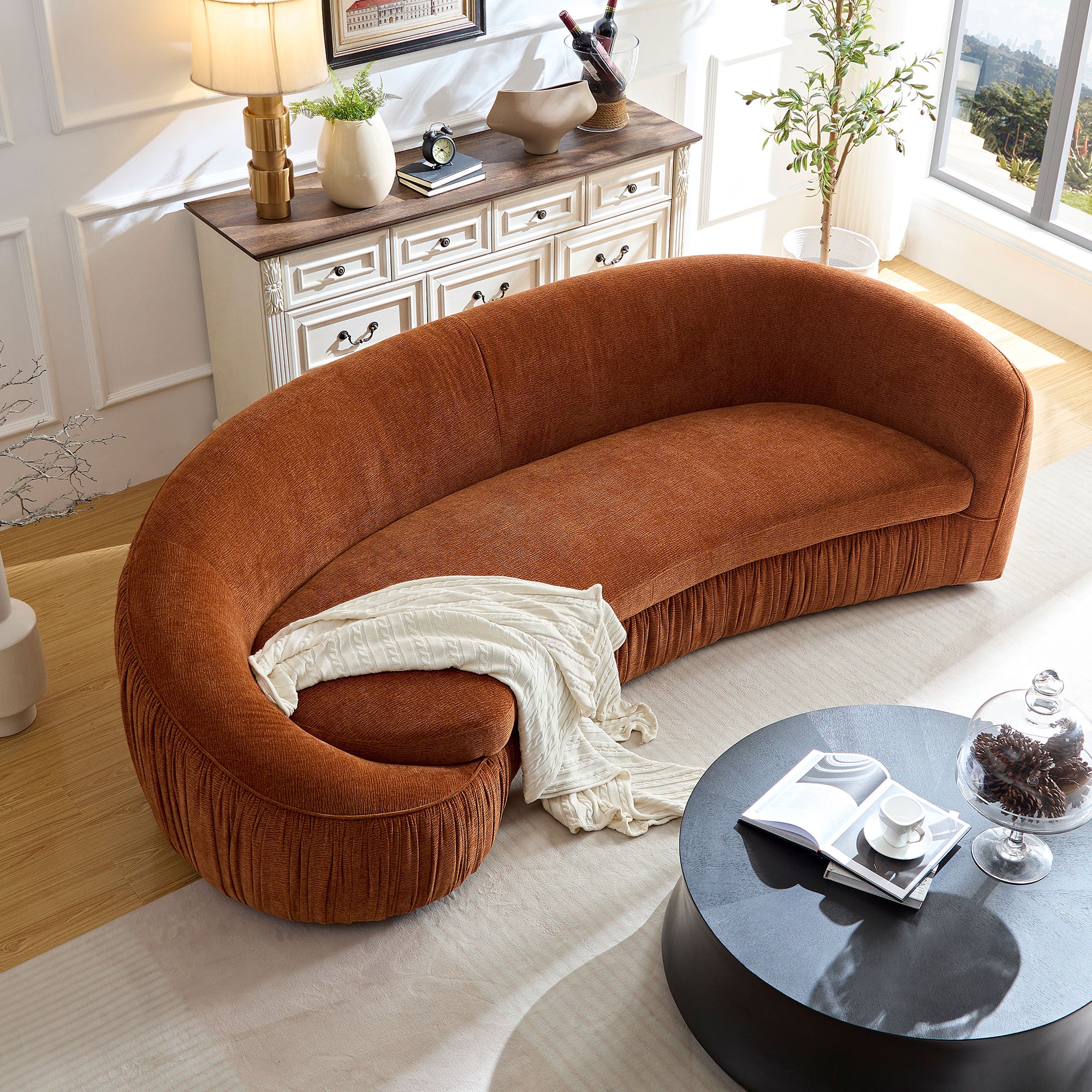 Modern Design Curved Shaped Sofa - Orange