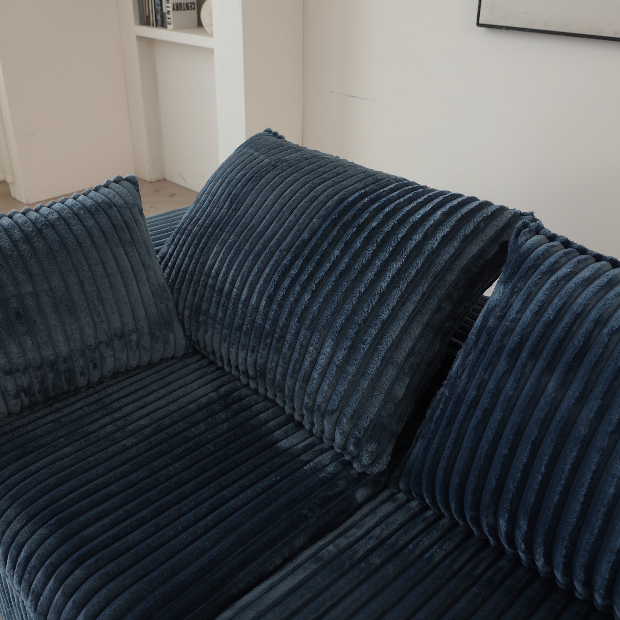 Cloud Sofa U Shaped in Corduroy Fabric - Blue