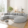 Boneless Modular Sectional Sofa 1With Deep Seating And Curved Design - Grey