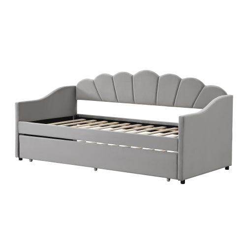 Upholstered Single Sofa Bed - Velvet Gray