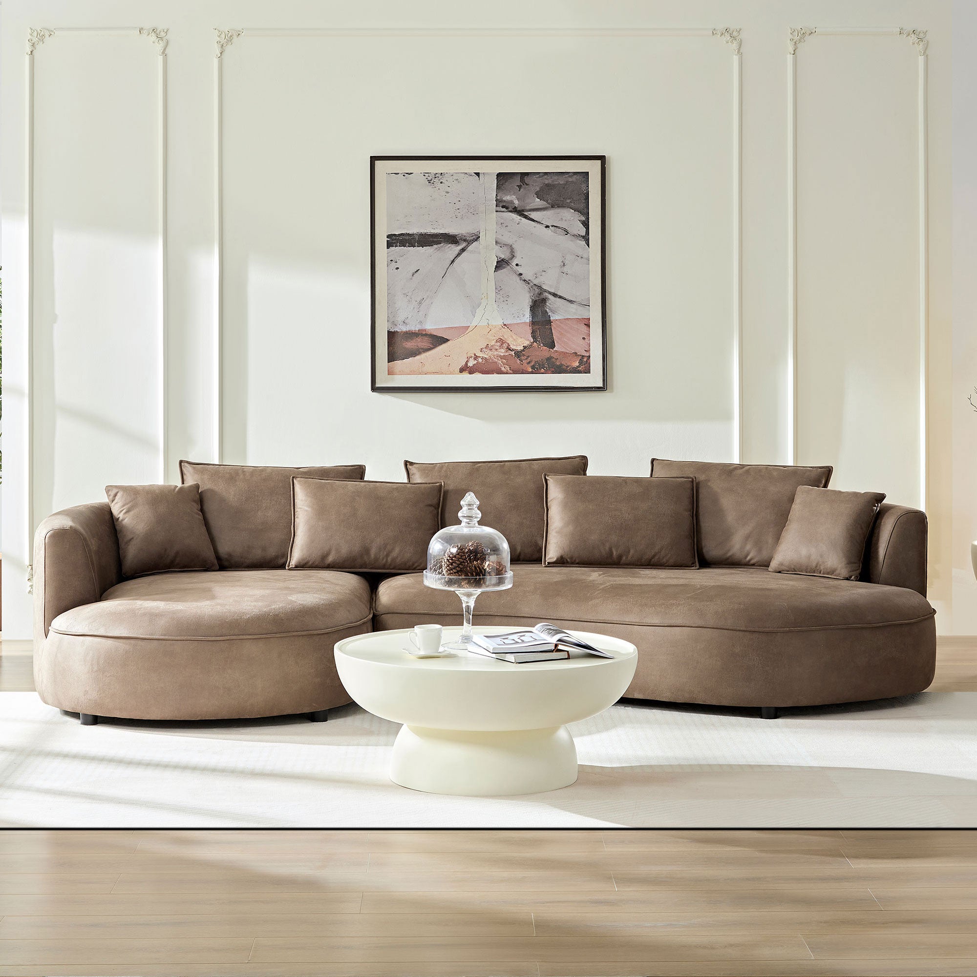 Modern Sectional Curved Sofa - Brown