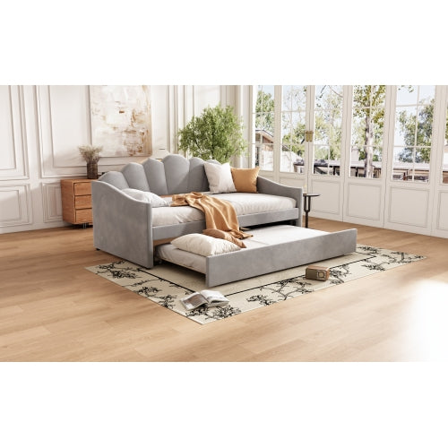 Upholstered Single Sofa Bed - Velvet Gray